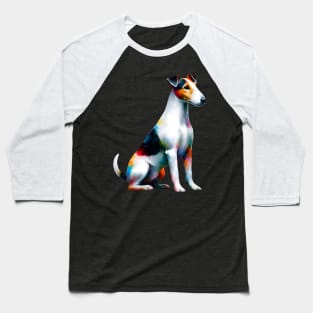 Colorful Smooth Fox Terrier in Artistic Splash Style Baseball T-Shirt